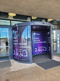 Revolving Door Branding, Terminal Entrance, Kaunas Airport