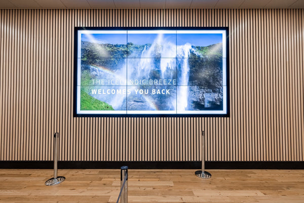 Screen at Border Control and the End of the Pier, Keflavík Airport