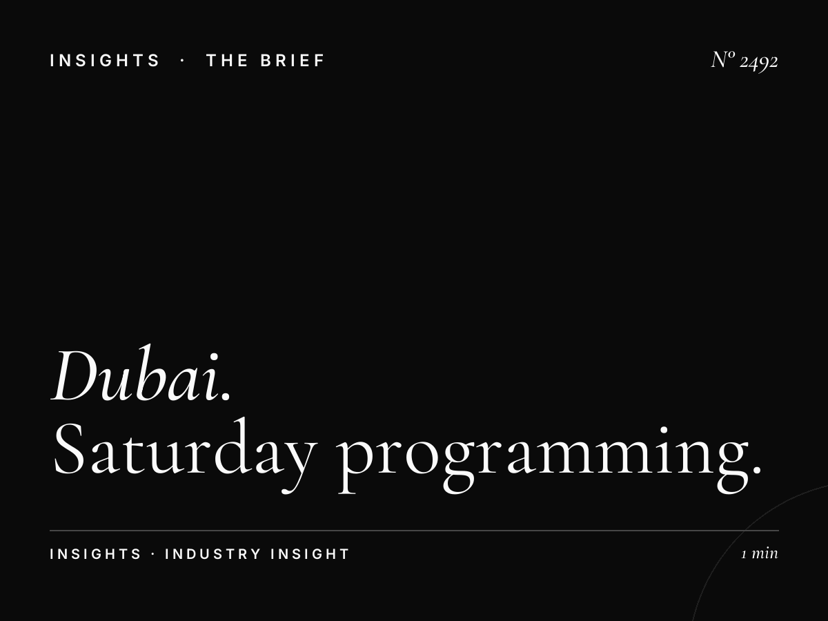 Dubai Eye Weekend Strategy: Saturday Programming Opportunities