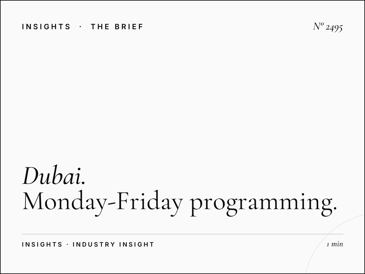 Dubai Eye Weekly Schedule: Monday-Friday Programming Strategy
