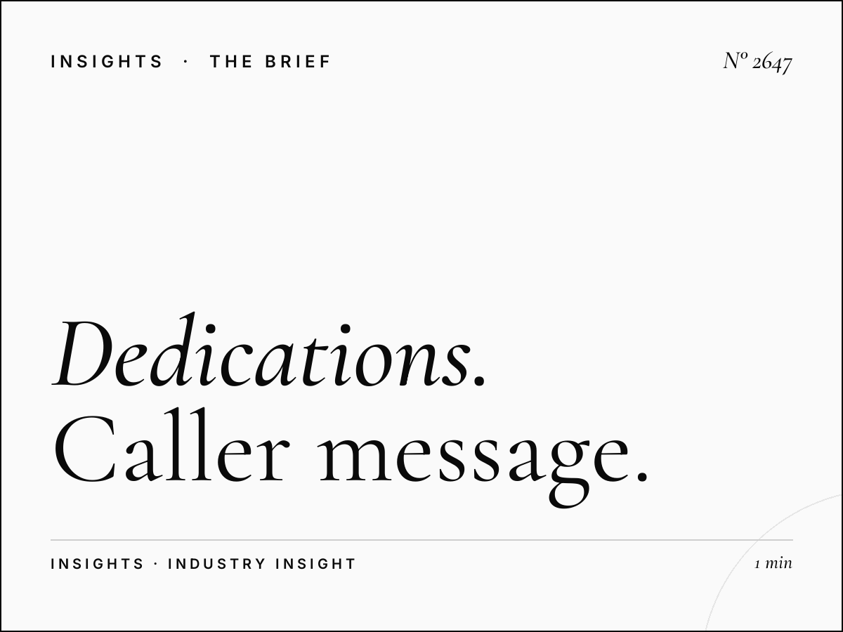 Dedications Al Arabiya 99: Caller Message Shows Sponsorship