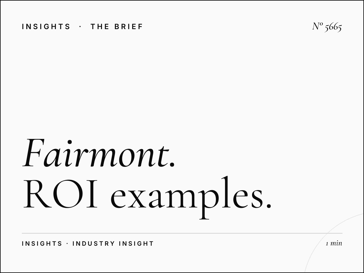Fairmont Skyline Success Stories SZR: ROI Examples