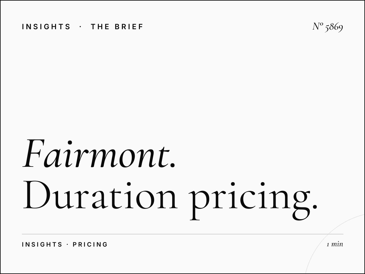 Fairmont Skyline Monthly Rates SZR: Duration Pricing
