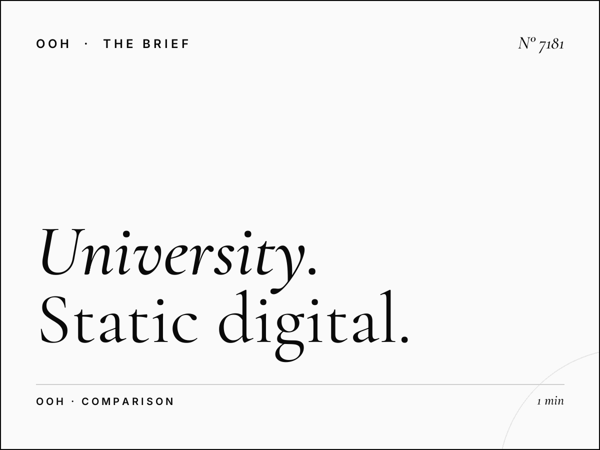 University Road Hoarding vs Digital: Static Digital Comparison