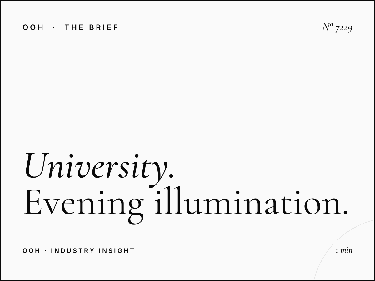 University Road Hoarding Night: Evening Illumination