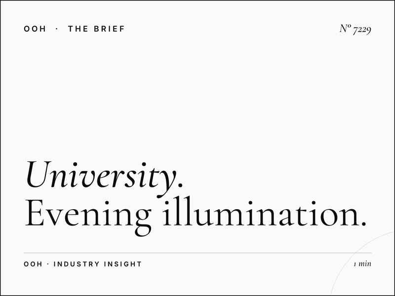 University Road Hoarding Night: Evening Illumination