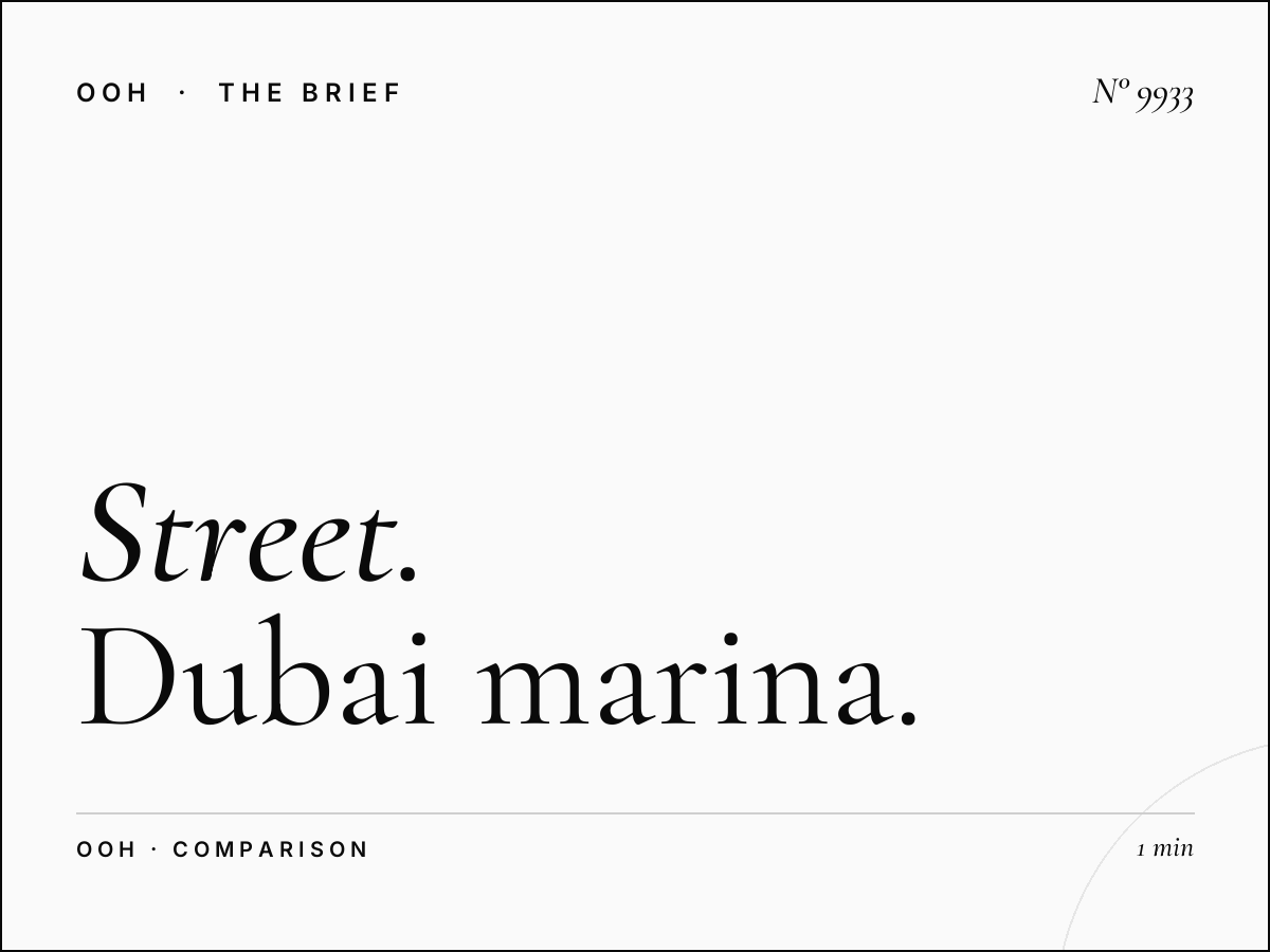 Street Furniture vs Highway OOH: Dubai Marina Advantages