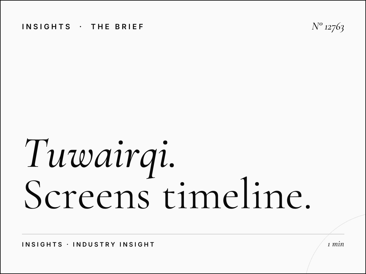 Tuwairqi Tower Digital Production: Screens Timeline