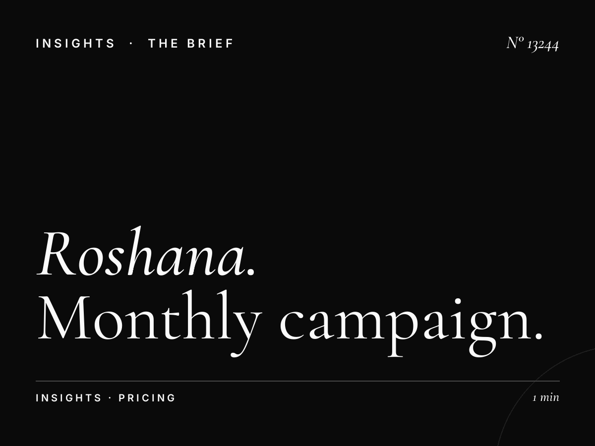 Roshana Tahlia Screen Rates: Monthly Campaign Pricing