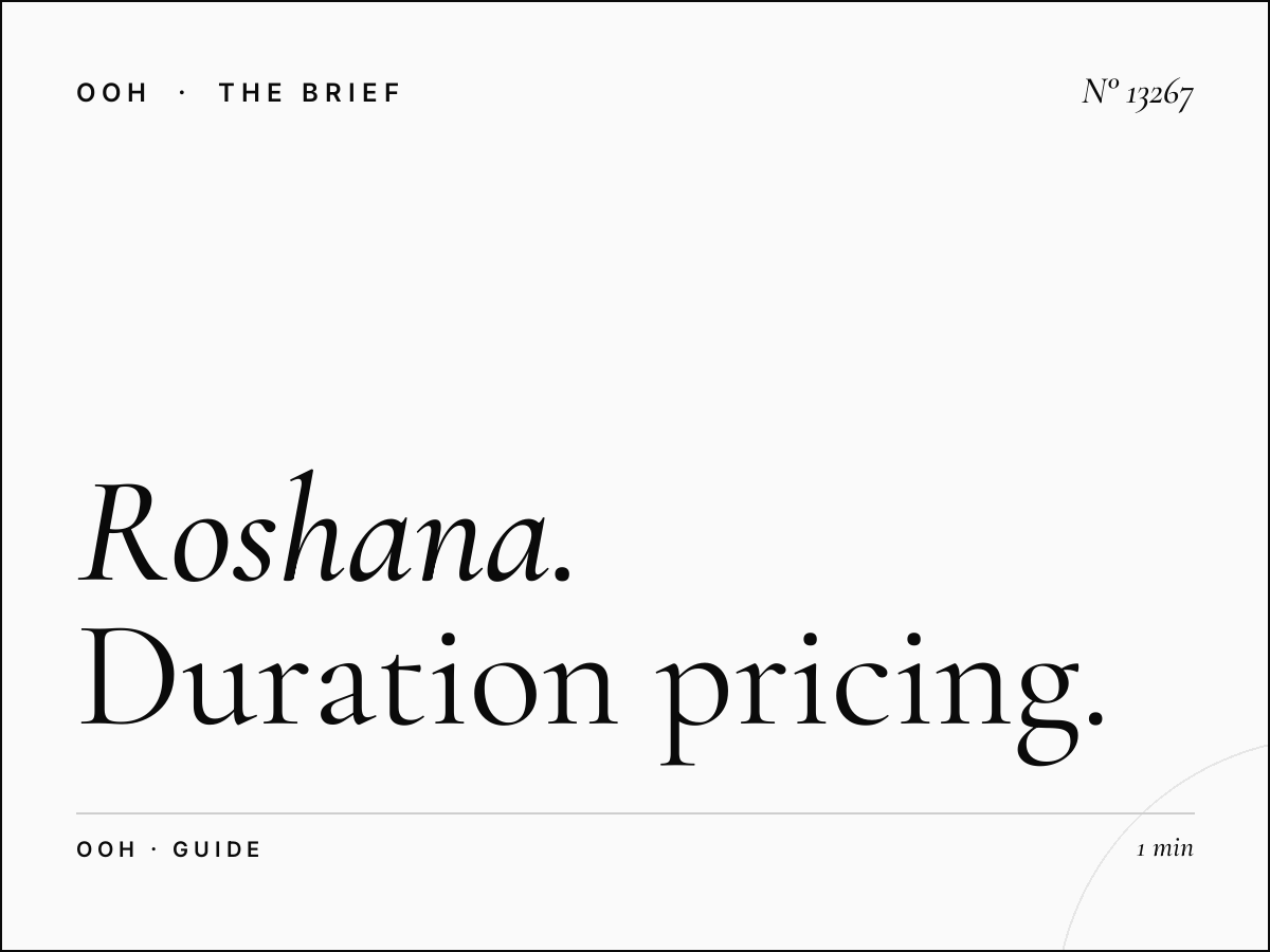 Roshana Tahlia Screen Monthly Rates: Duration Pricing Guide for Digital OOH Campaigns