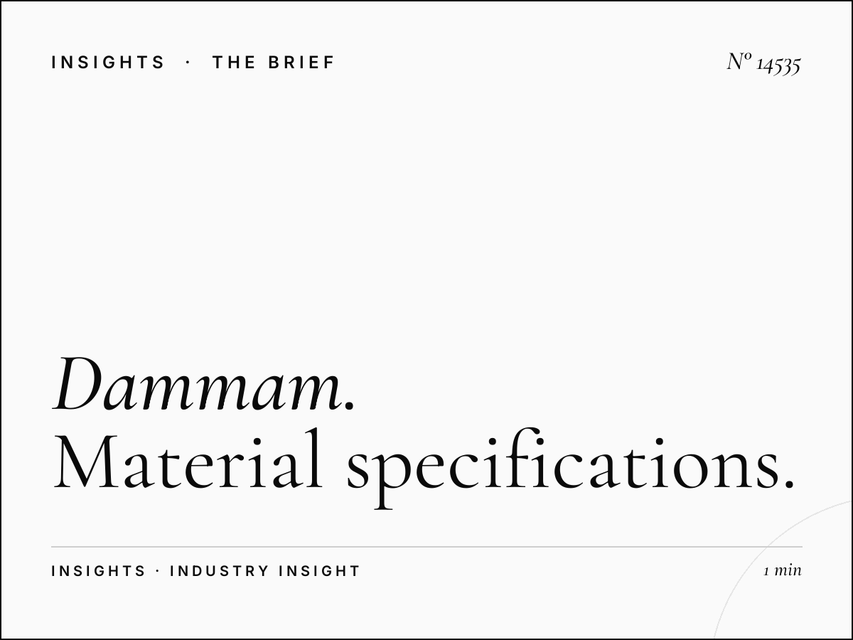 Dammam Khobar Static Mega Production: Material Specifications