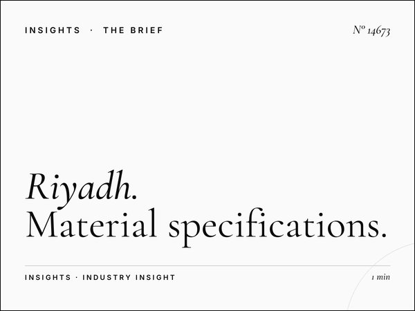 Riyadh Mega Production: Material Specifications