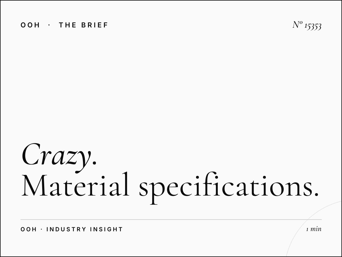 Crazy Static Billboard Production: Material Specifications