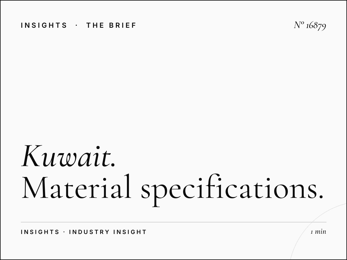 Kuwait Static Megas Production: Material Specifications