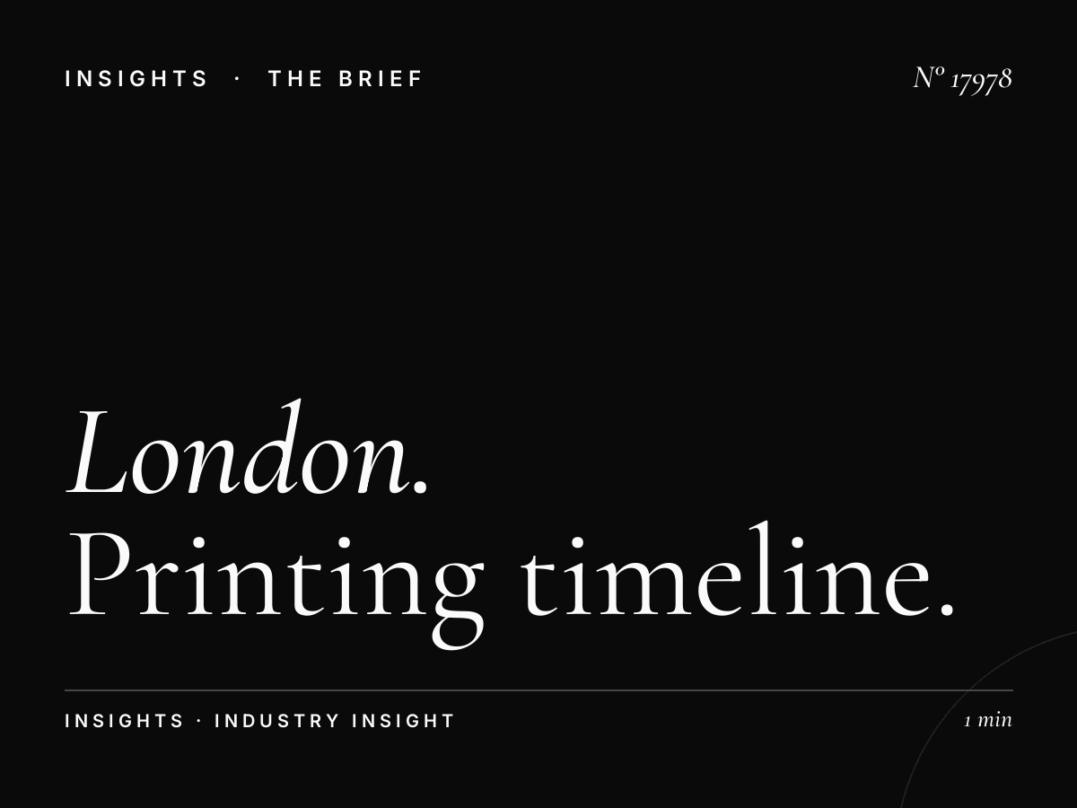 London Underground 96 Sheets Production: Printing Timeline
