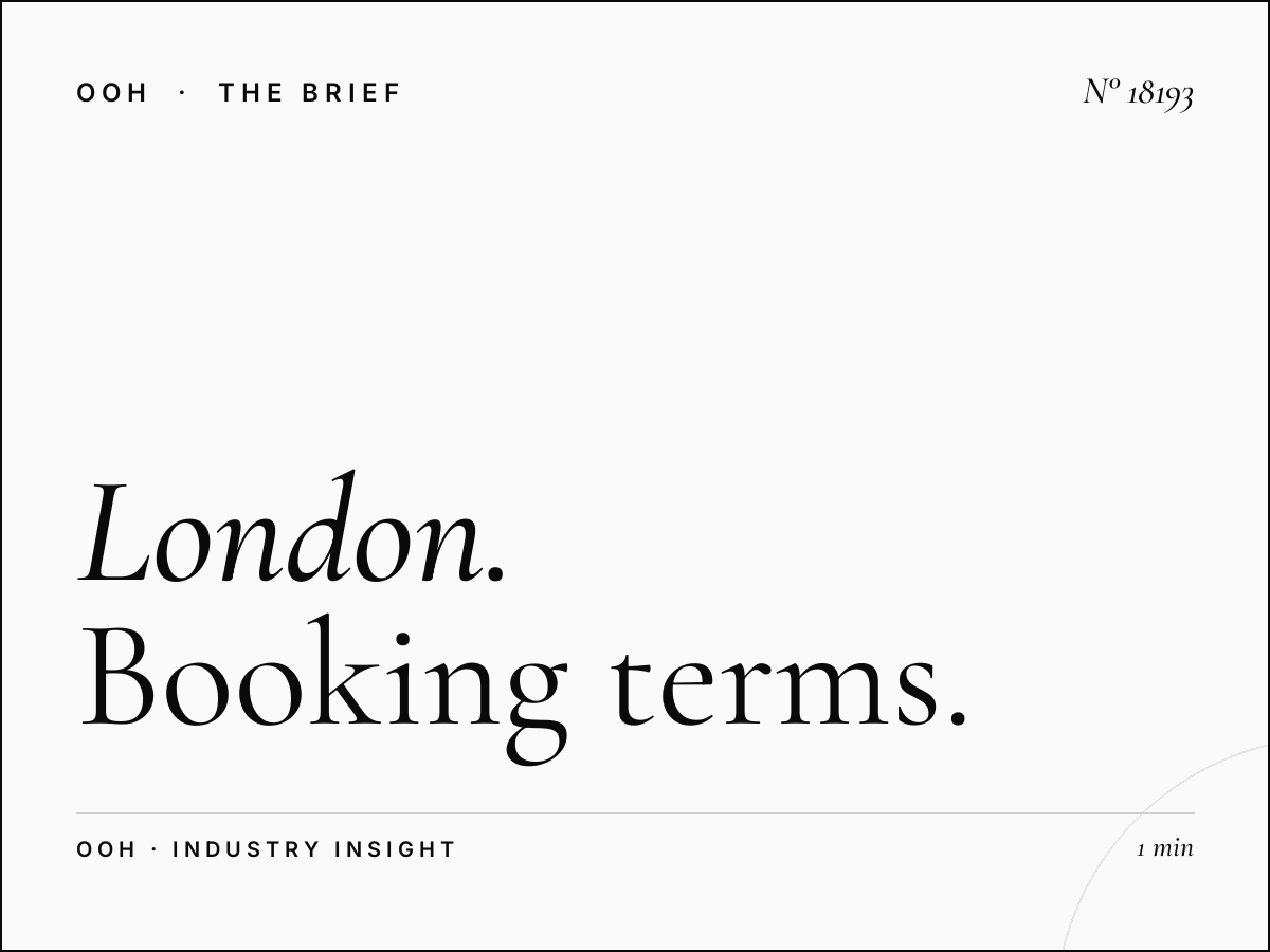 London D96s Digital Screen Contracts: Booking Terms