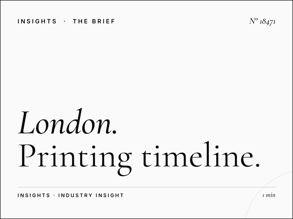 London Underground 48 Sheets Production: Printing Timeline