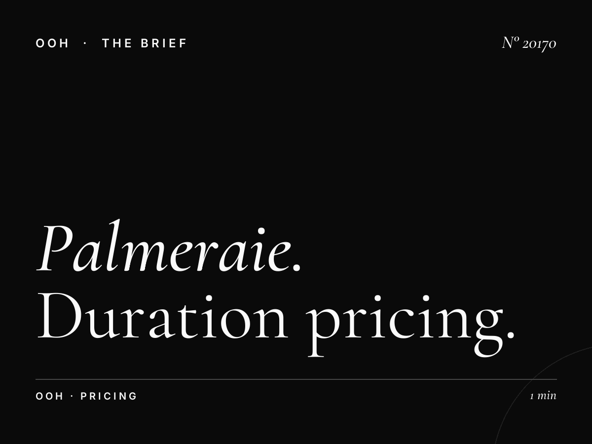 Palmeraie Digital Screen Monthly Rates: Duration Pricing