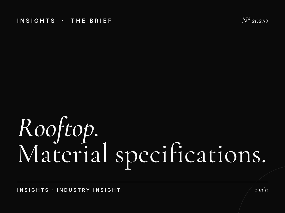 Rooftop Roudani Production: Material Specifications