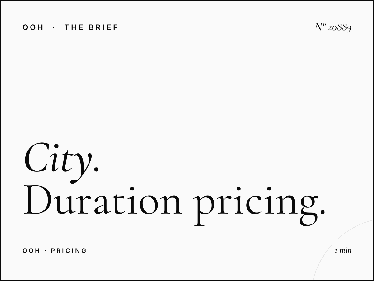 City Center 2 Unipole Monthly Rates: Duration Pricing