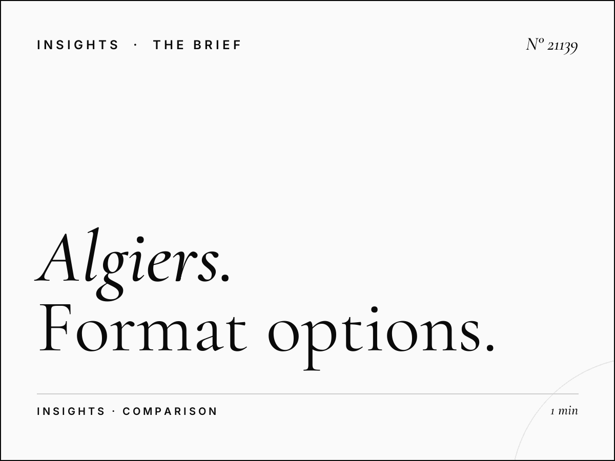 Algiers Digital Constellation vs Traditional: Format Options