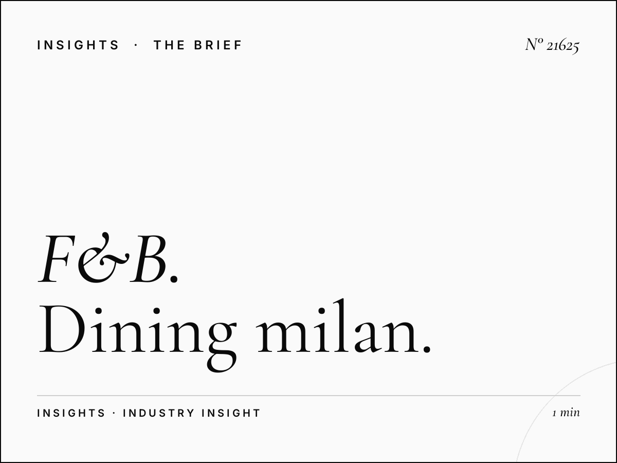 F&B Restaurants Via Melchiorre Gioia: Dining Milan