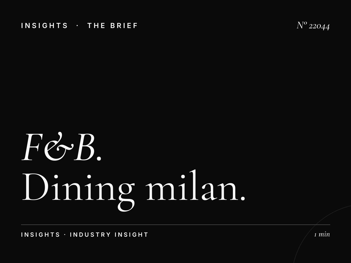 F&B Restaurants Via Stephenson: Dining Milan North