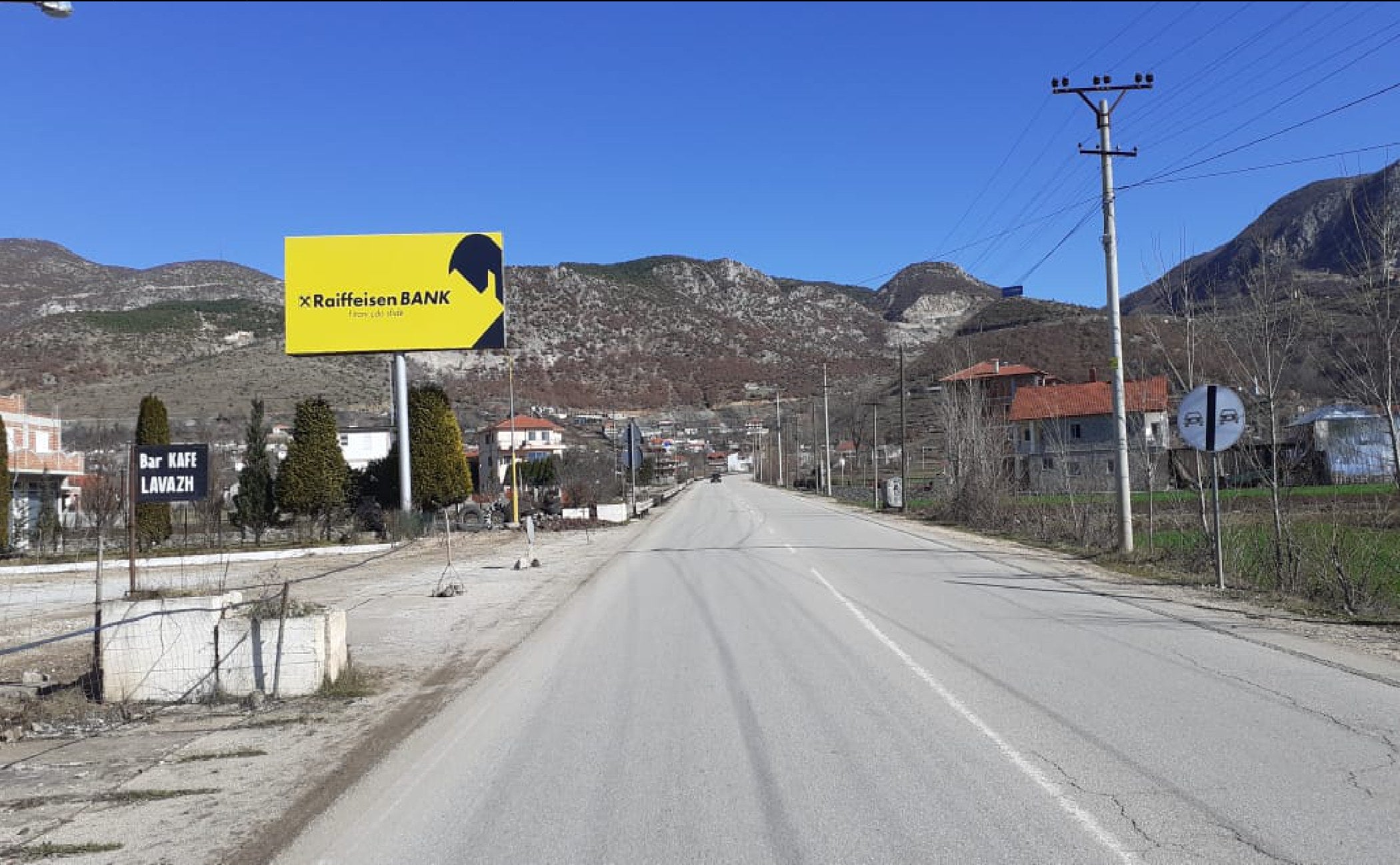 Ground Billboard Aksi Elbasan-korce,prrenjas Rajce Prane Lavazhit, Tirana, Albania