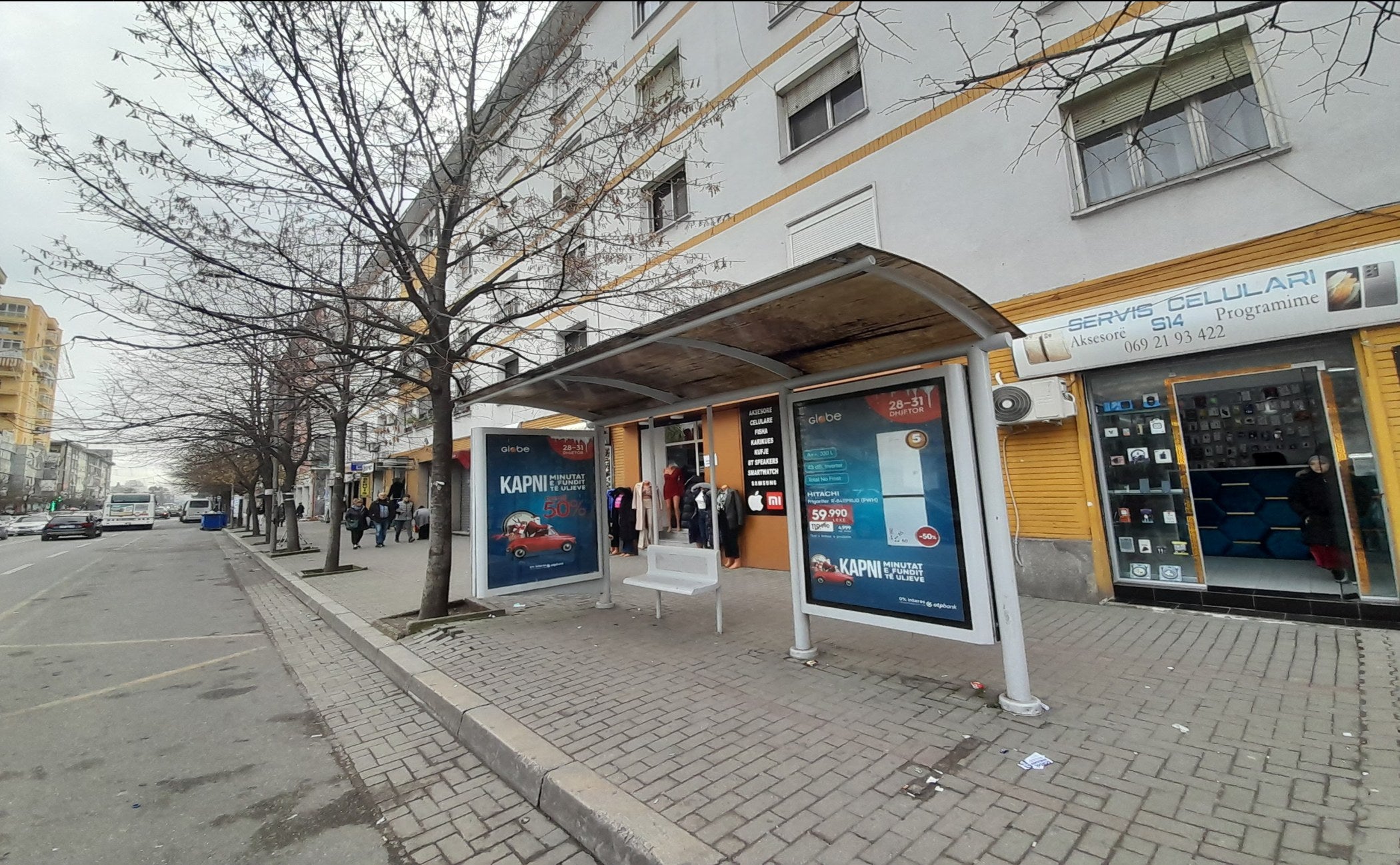 Bus Shelter Panel Perballe Pallatit Te Sportit, Durres, Albania
