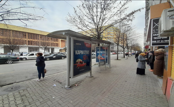 Bus Shelter Panel Perballe Pallatit Te Sportit, Durres, Albania