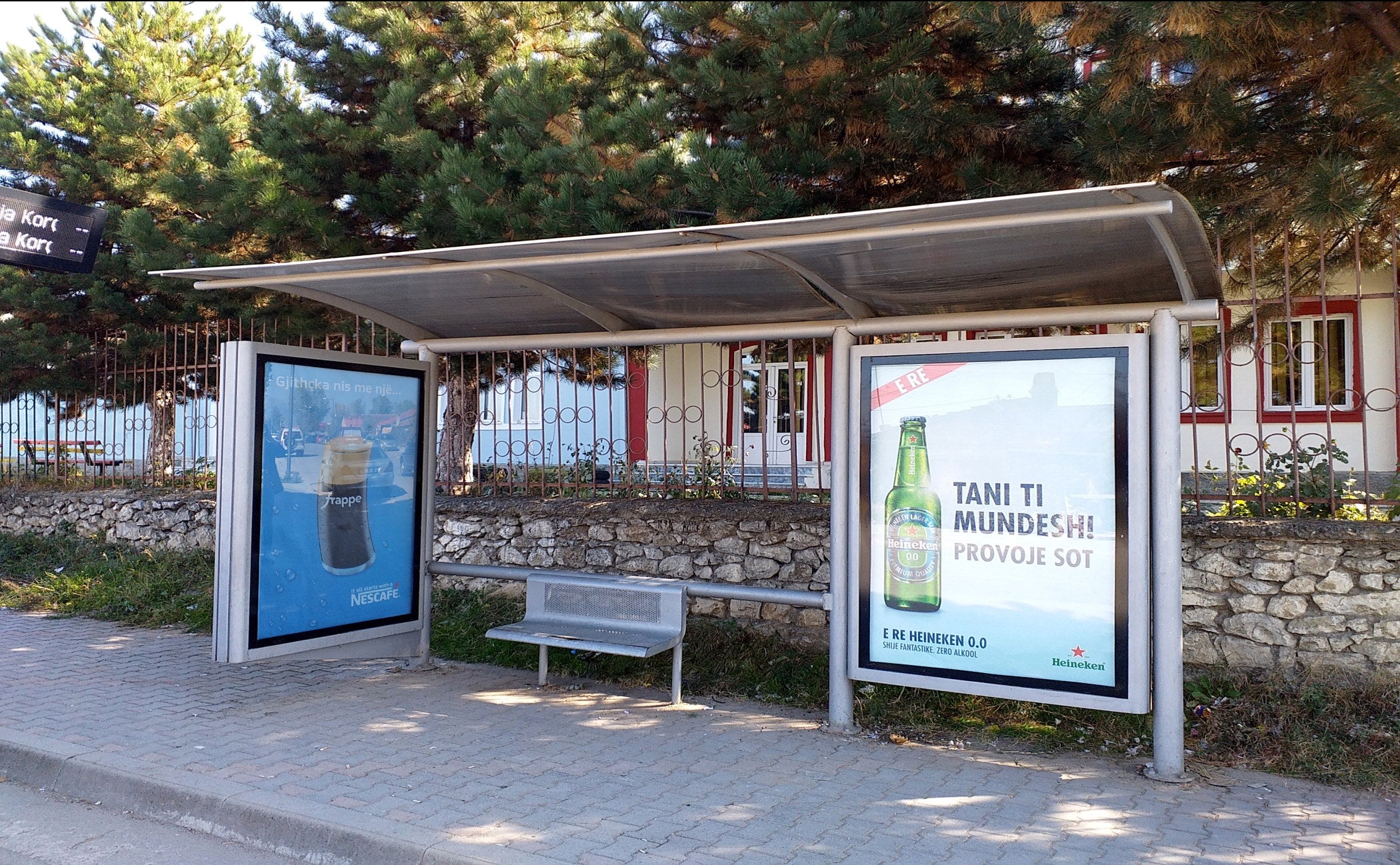 Bus Shelter Panel Te Sigurimet Shoqerore, Korce, Albania