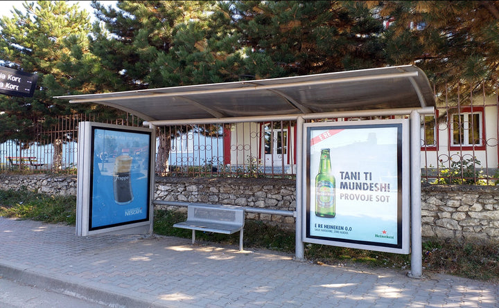 Bus Shelter Panel Te Sigurimet Shoqerore, Korce, Albania