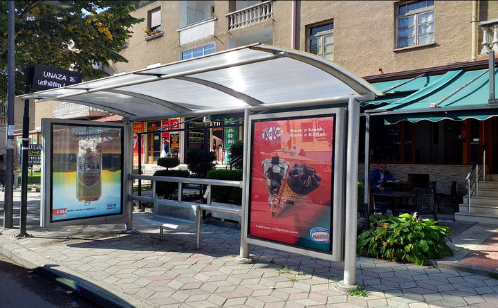 Bus Shelter Panel Te Foto Klidi, Korce, Albania
