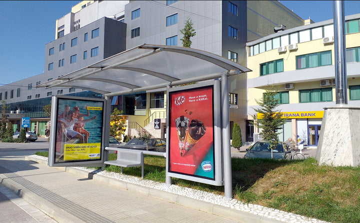 Bus Shelter Panel Ne Qender, Pogradec, Albania