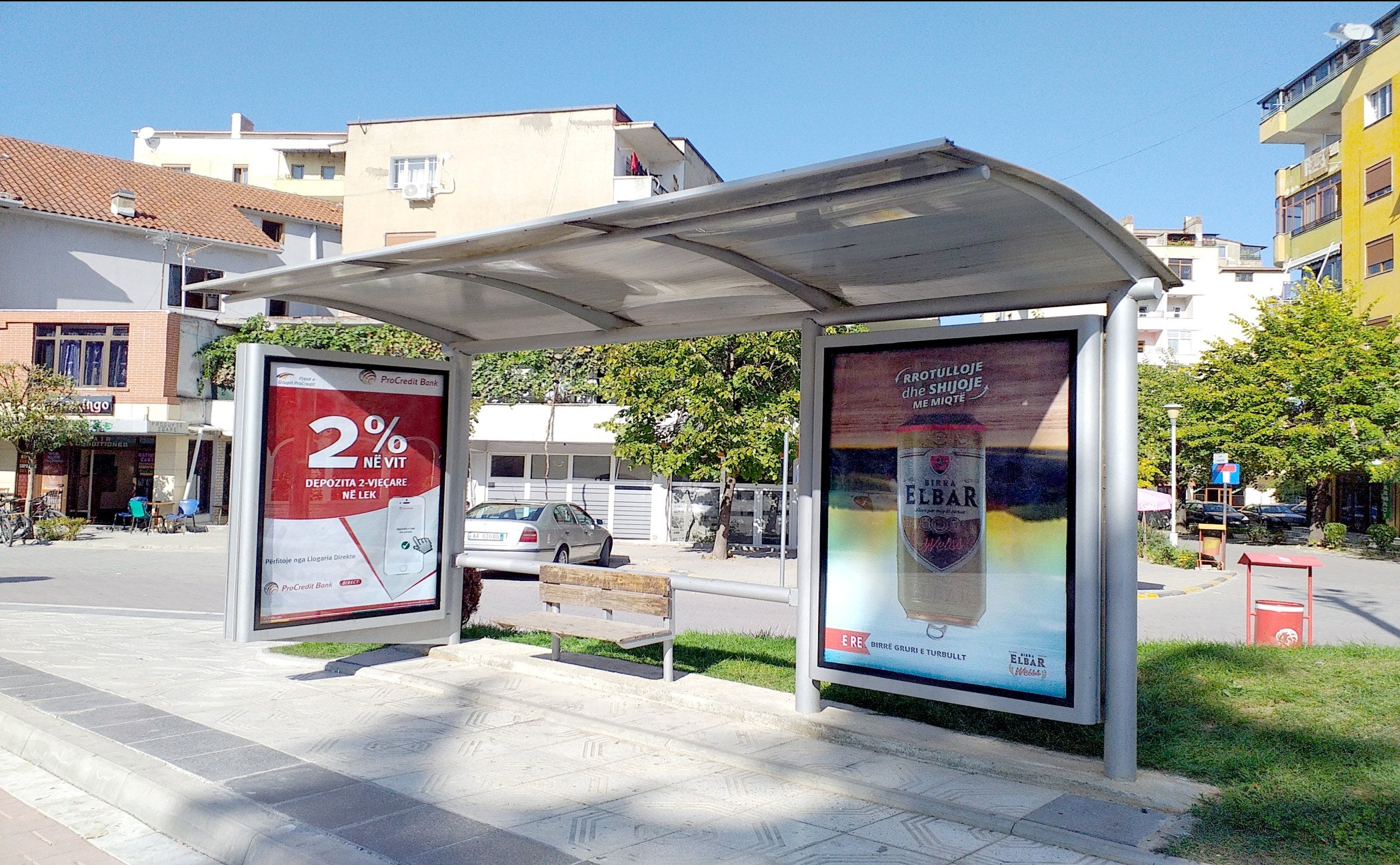 Bus Shelter Panel Perpara Kishes Se Re, Pogradec, Albania