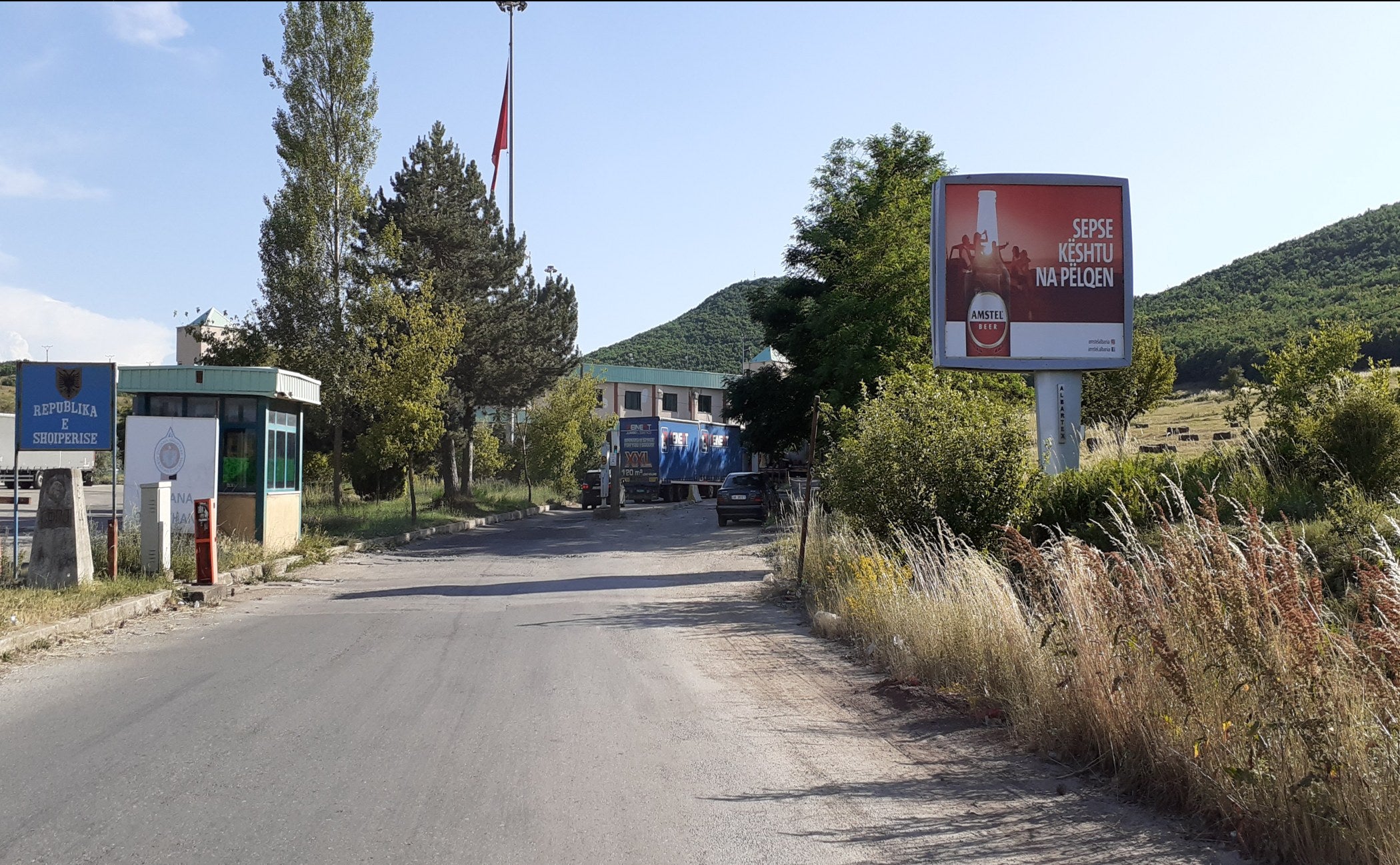 French Billboard Dogana Qafe Thane, Pogradec, Albania