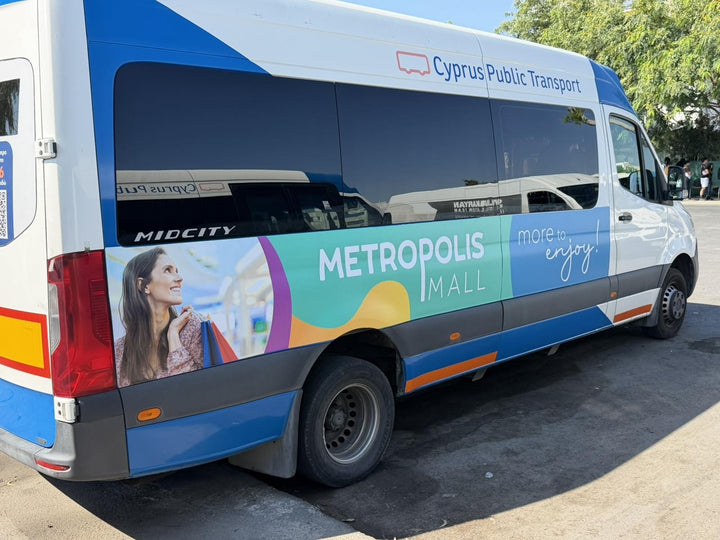 Mini Bus Advertising, Cyprus Public Transport, Nicosia and Larnaca