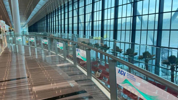 Decal, Dán vách departure lounge VIP level 4 terminal T3, airport TSN, Ho Chi Minh City