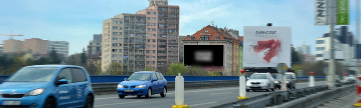 Digital billboard at Kačerov, Prague 4, seen from the road