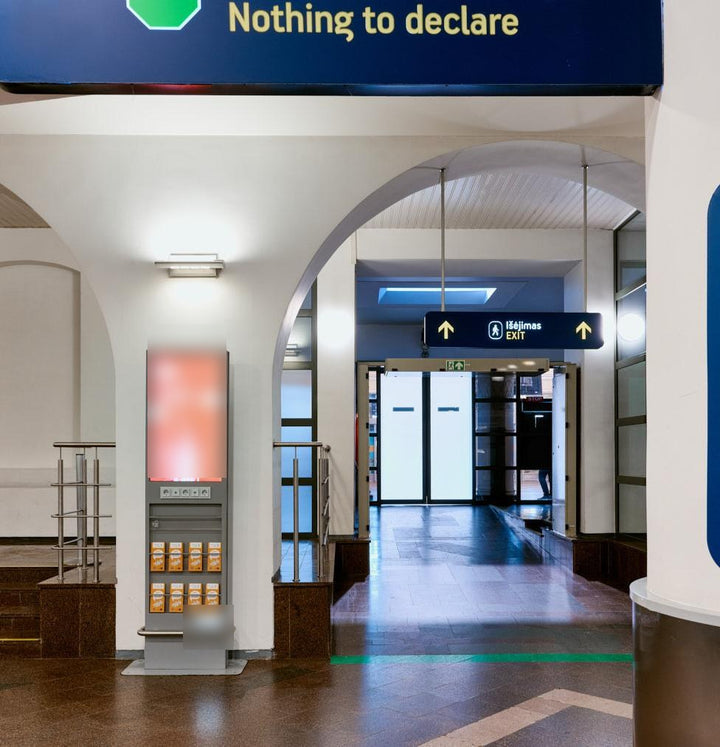 Digital Screens with Charging Stations (2), Baggage Hall, Vilnius Airport