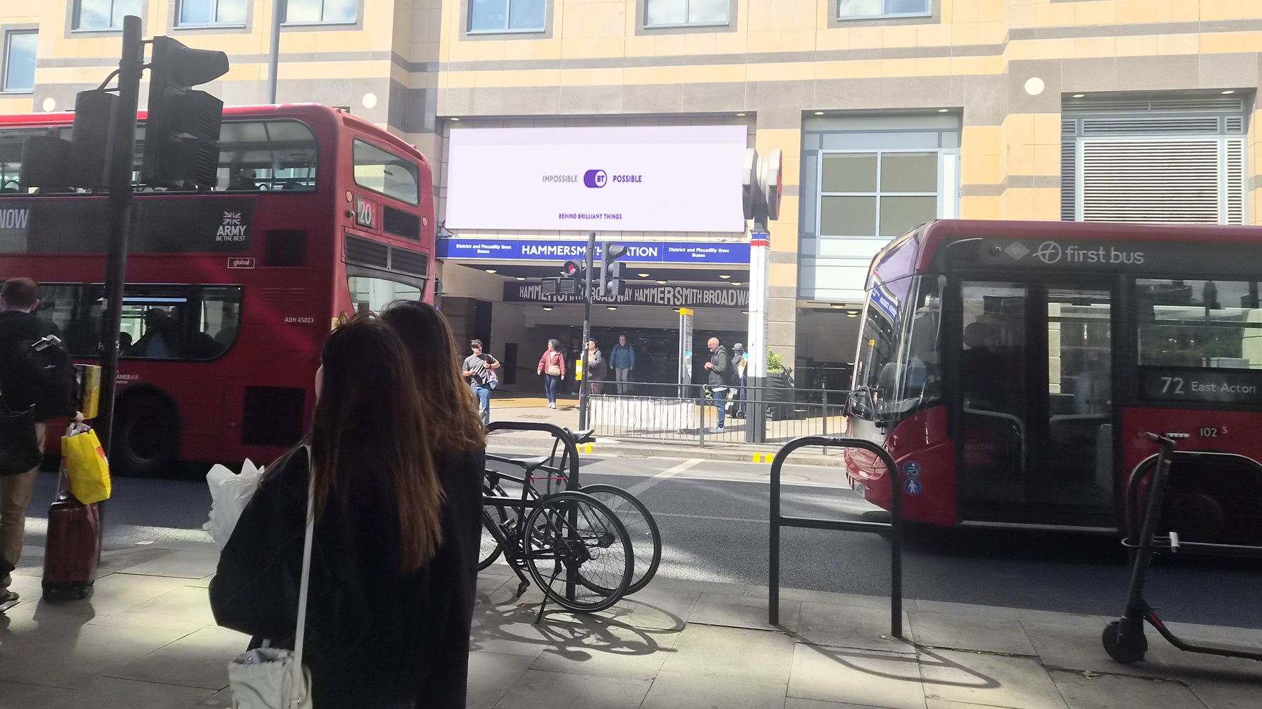 Hammersmith Broadway and Livat digital screen network, London