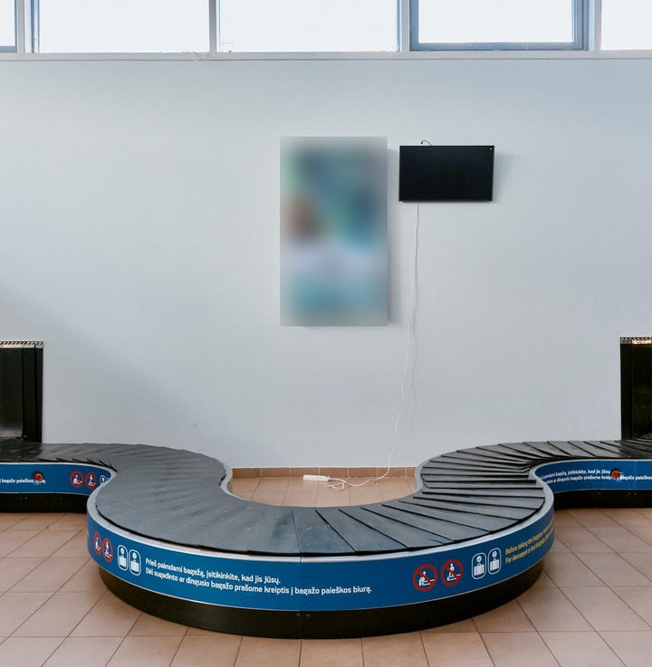Hanging Digital Screen 75 inch, Non-Schengen Baggage Hall, Palanga Airport