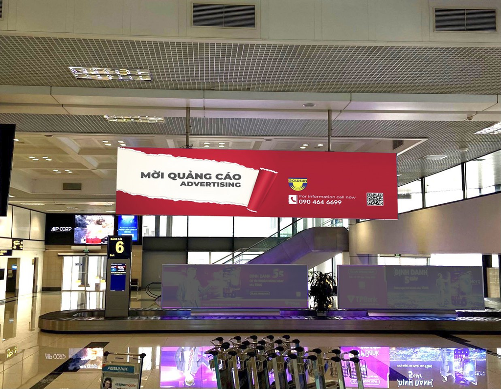 Ceiling-hung between baggage belt 5-6 (wing A) Nội Bài DA102, Vietnam