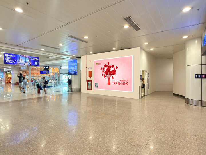 Lightbox, Wall-mounted departure lounge, cách ly đi, level 2, QN, airport Nội Bài khu D adjacent to wing A, Hanoi
