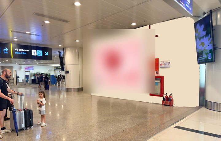 Lightbox, Wall-mounted departure lounge, cách ly đi, level 2, QN, airport Nội Bài khu D adjacent to wing B, Hanoi