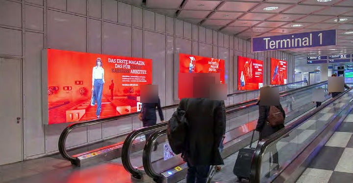 Lightboxes Passage to Terminal 1 Modules C, D and E, Munich Airport Center, Munich Airport
