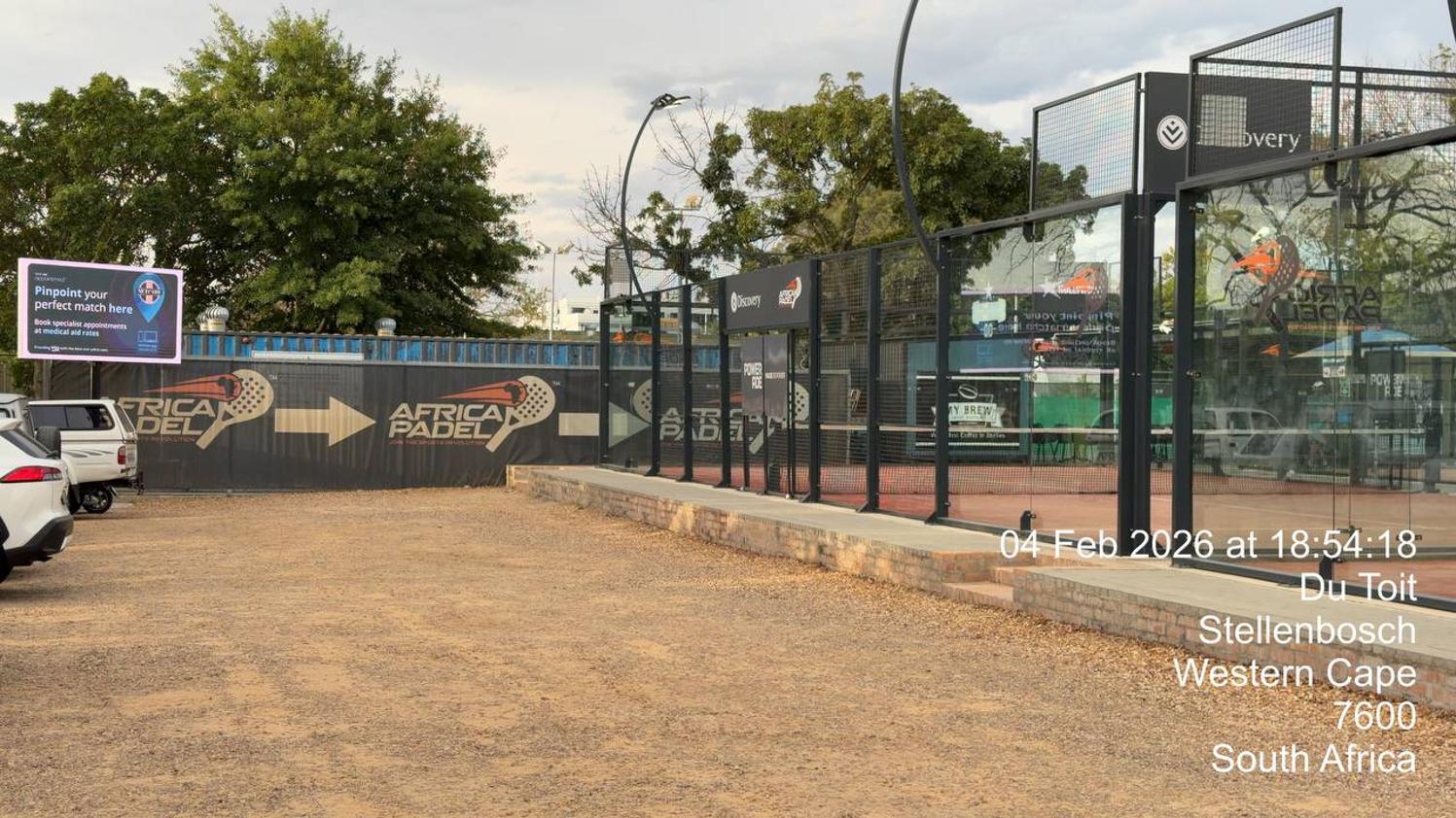 Court glass and net branding position at a premium South African padel club