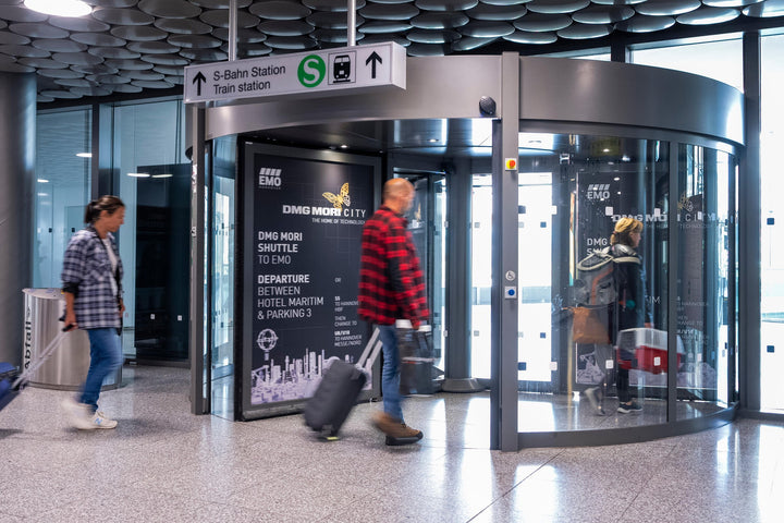 Rotating Door Stickers, Arrival Level Door Facing the Maritim Hotel, Hannover Airport