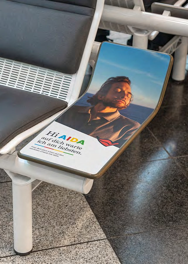 Table and Power Outlet Cover Branding, Terminal 1 Departures, Munich Airport