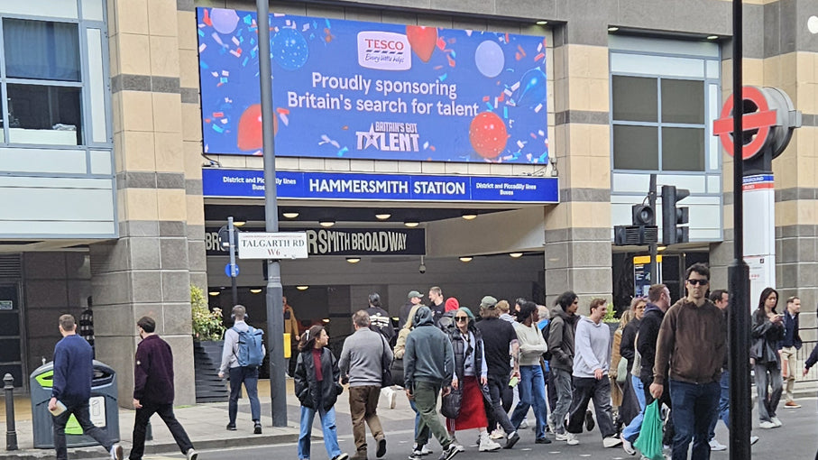 Hammersmith Broadway Talgarth Road entrance large-format digital screen, London